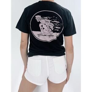 Sketchy Tank T-shirt Skateboarder Skull Pizza Back Skeleton Size Small